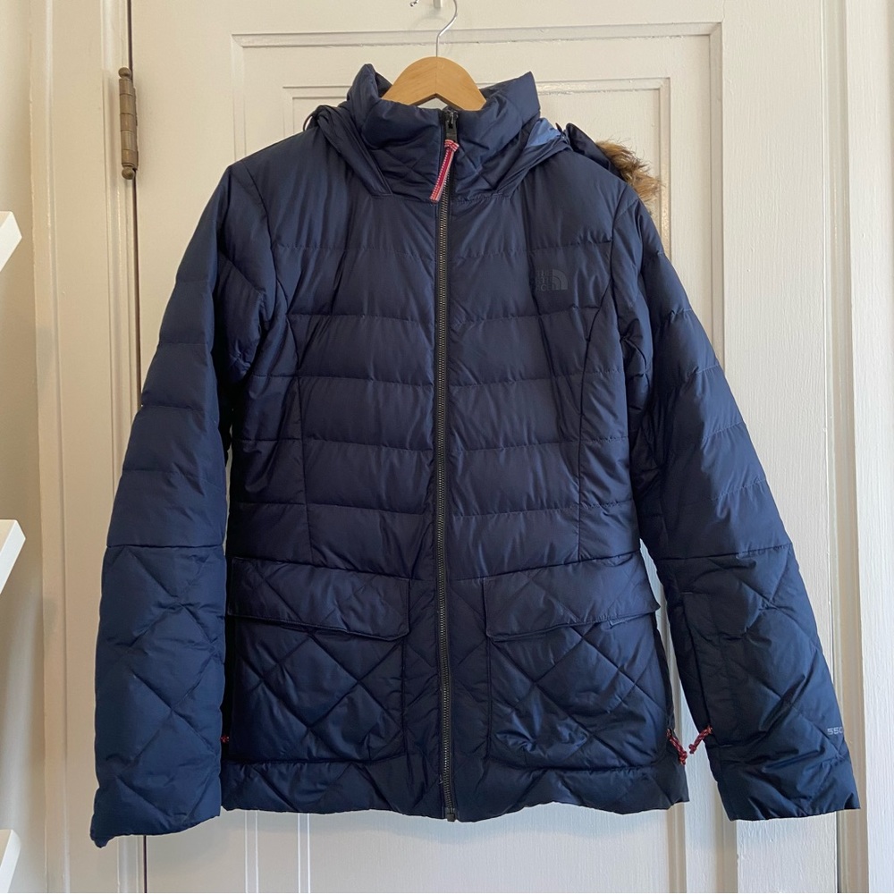North Face 550 Navy Quilted down puffer jacket